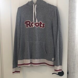Womens Roots Gray and Red Pullover Hoodie Sweater.